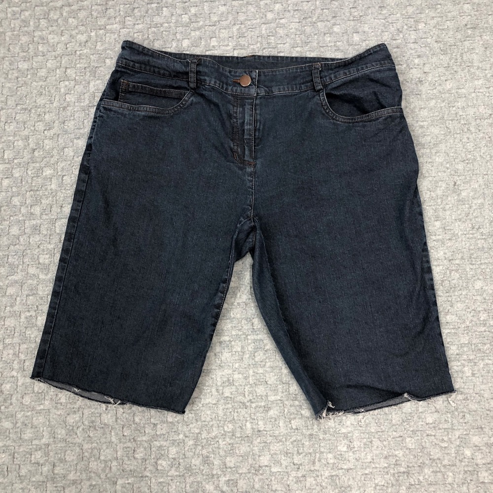 Eileen Fisher Shorts Womens Petite Medium Blue Cut Off Raw Hem Denim Jean USA